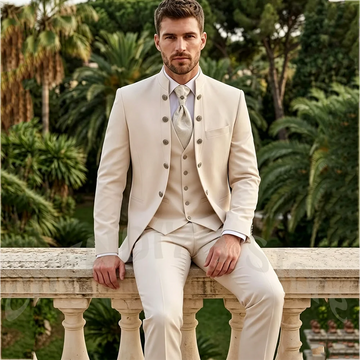 Formal Three Piece Men Suits Slim Fit High Quality Single Breasted O Neck Businesss Casual Party Gala Groom Wedding Set Outfit