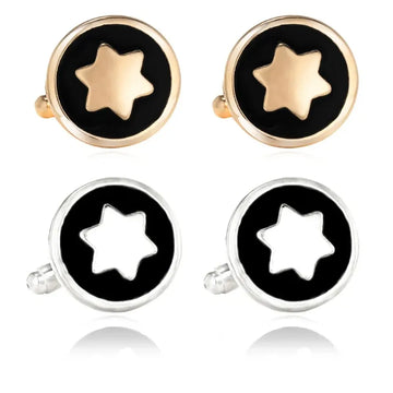 High Grade Men's Accessories Round Hexagonal Star Shaped Black White Cufflinks French Shirt Men's Business Cuffs Sleeve Studs