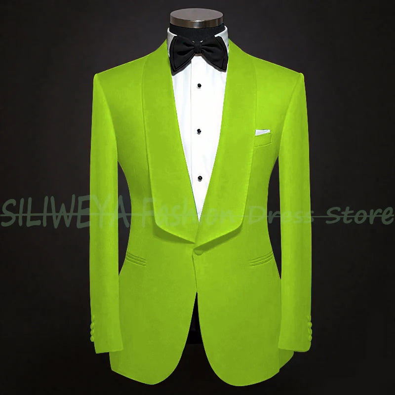 Single Breasted Men's Suit 2 Pieces Jacket Pants High Quality Male Clothing Dinner Party Tuxedo Customized