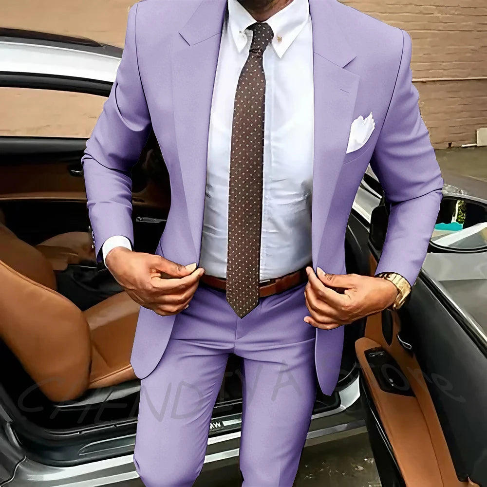Dark Brown Men's Suits Classic Notched Lapel Slim Fit 2 Pieces Chic Single Breasted Formal Dinner Business Outfits Jacket Pants
