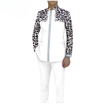 Men`s Suit Slim Fit Embroidery Gold Chain Single Breasted Blazer and Trousers 2 Piece Set Print Outfits African Clothes A2416106