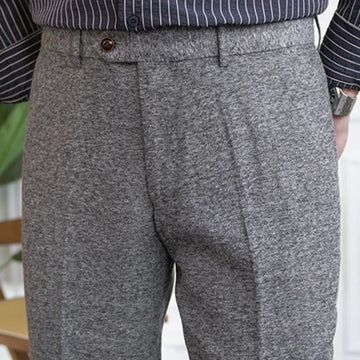 2023 Otoño Tweed grueso Tweed Traje sólido Pantal Panteras Casuales Pantalones de cintura alta Británica Pantalones de oficina Men Doss Pantalones Pantalones