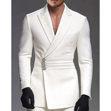 Wedding-ready Slim-fit Men Suit 2 Pieces(Jacket+Pants) Groom Suit Single-breasted Peak-lapel Formal Set for Elegance Custom