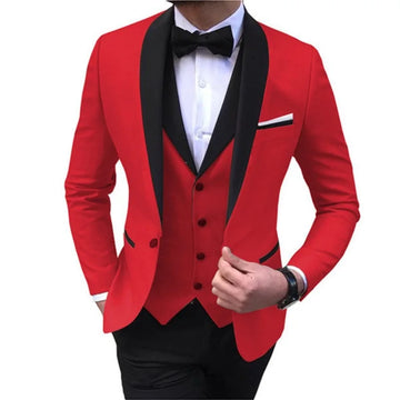 Mens Suits 3 Piece Black Shawl Lapel Casual Tuxedos for Wedding Groomsmen Suits Men 2023(Blazer+Vest+Pant) 2 Piece(Blazer+Pant)