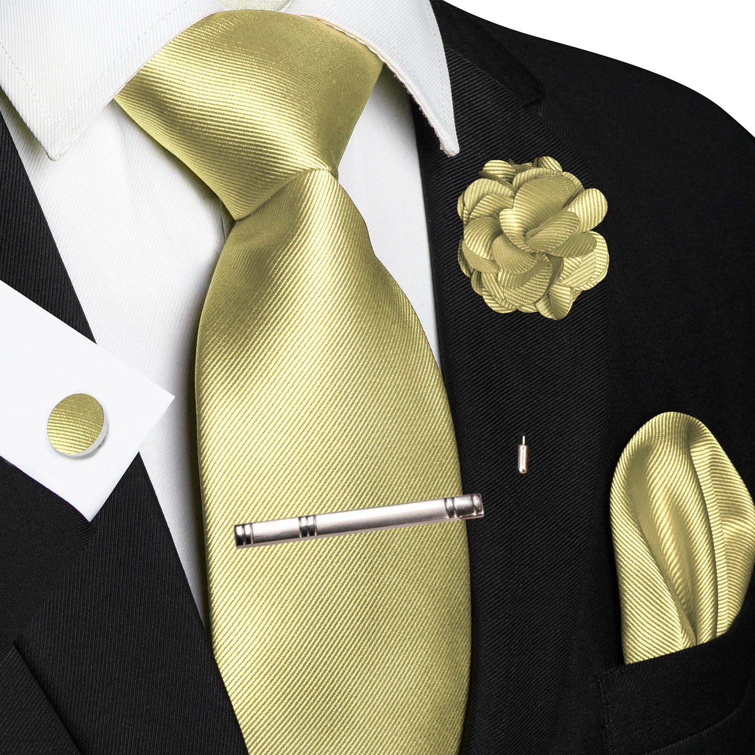 JEMYGINS Blue Solid Wedding Tie For Men Handky Cufflink Brooch Gift Mens Elegant Necktie Fashion Business Party Dropshiping