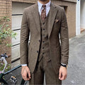 British Style Woolen Suit For Men Three Pieces High Quality Chic Notch Lapel Outfit Single Breasted Business Casual Blazer Set