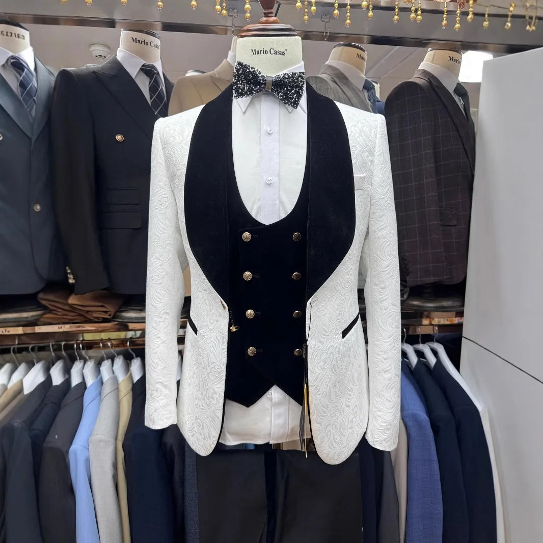2025 Man Suit Cross-border Men's Suit Set, Fashionable New Wedding Dress, Men's Suit, Best Man's Suit(Jacket+Vest+Pants)