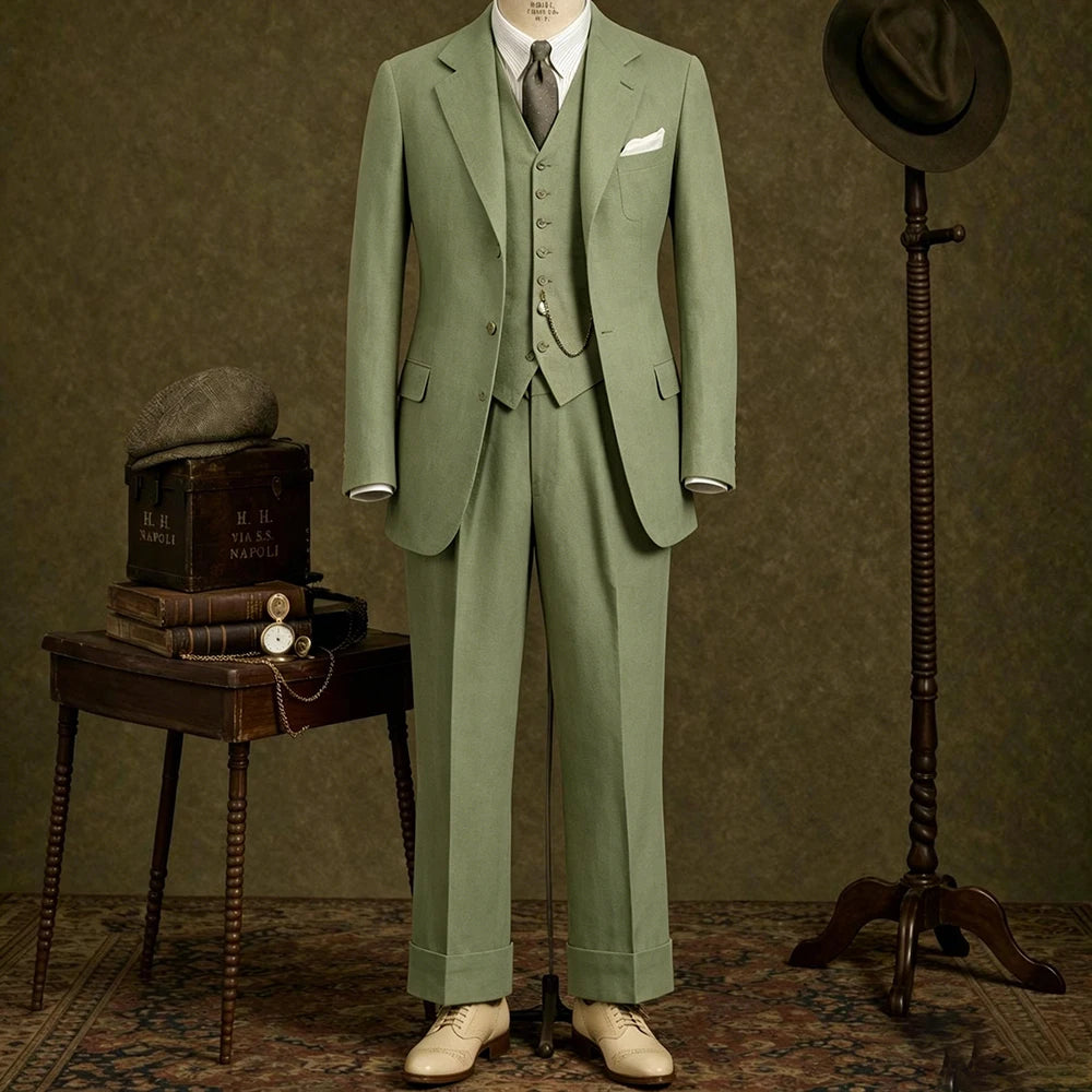Linen Wedding Tuxedo For Summer Party 3 Pieces Beach Men Suits Slim Fit Groom Blazer Trousers Vest Set costume homme