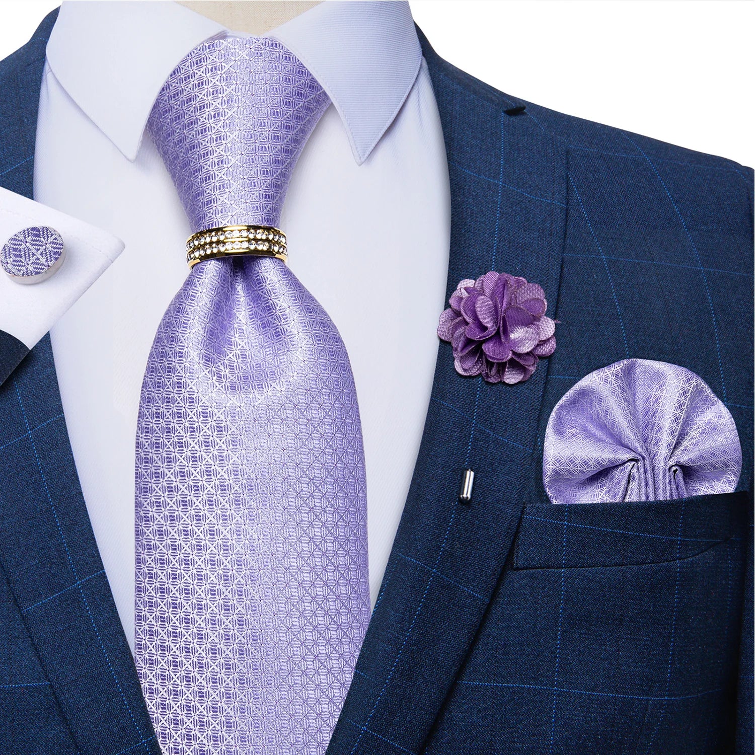 8cm Men Silk Tie White Solid Necktie Men's Formal Wedding Party Ties Cufflinks Hanky Flower Brooch Set Men Gift Corbatas DiBanGu
