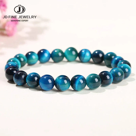 JD Natural Stone Blue Tiger Eye Braccialetti perline da donna Reiki Healing Yoga Meditation Braggini Pulseras Regalo di gioielli