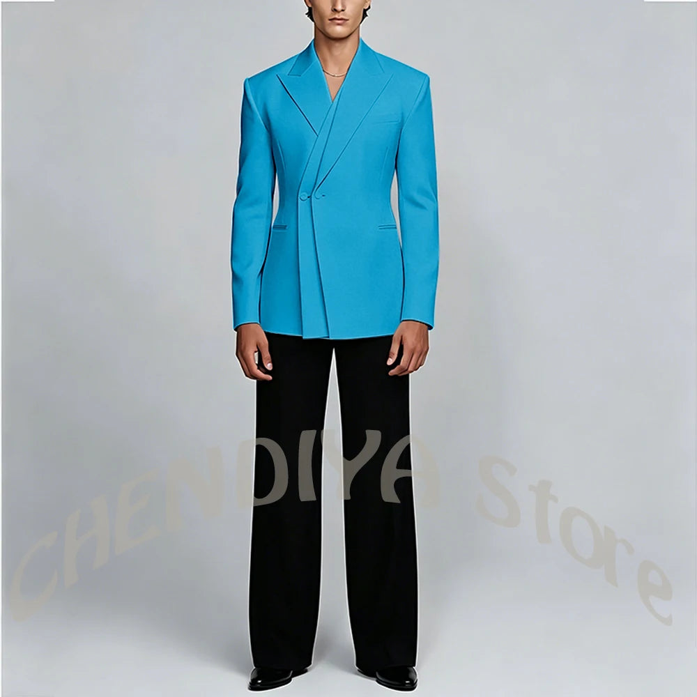 White And Black Unique Suits For Men Groom Wedding Handsome Peaked Lapel Double Button Prom Party Formal Elegant Male Set