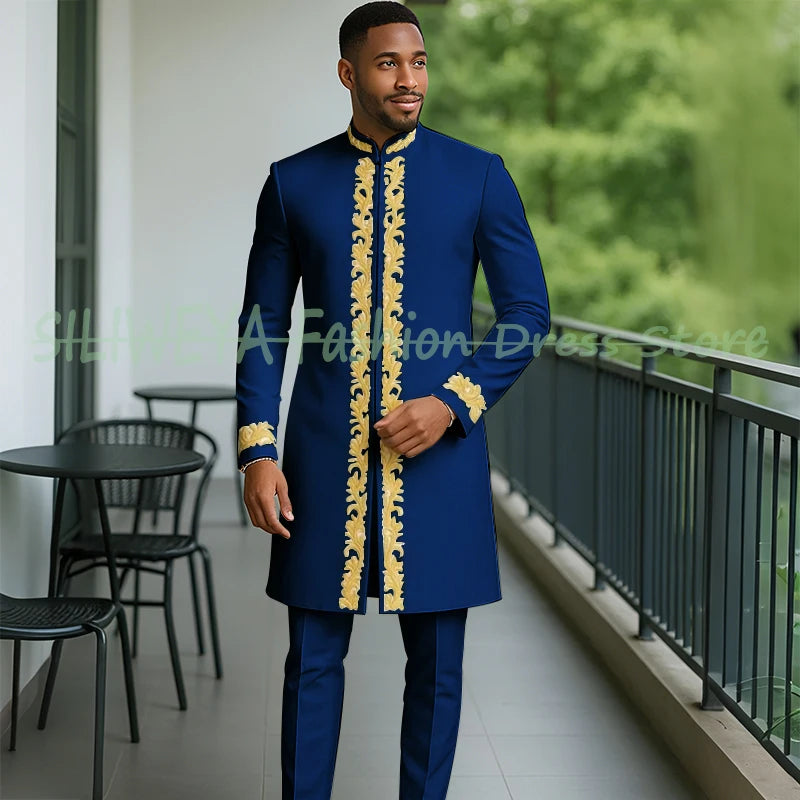 High Quality Men Retro Figure Slim Fit Tuxedo Prom Suit Fashion White Male Groom Wedding 2 Pieces Blazer Set
