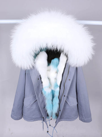 MaoMaoKong 2025 New Real Fur Coat Hooded Woman Winter Parkas Natural Fox Fur Collar Warm Jacket Removable Lining Female Clothing
