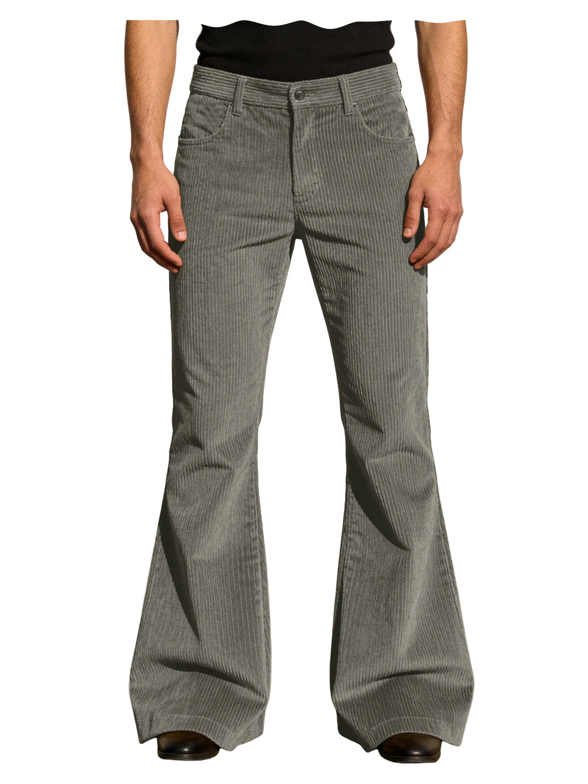 Men's Corduroy Flare Pants Vintage High Waist Bell Bottom Trousers Retro 70s Style Casual Pants for Daily Wear Streetwear