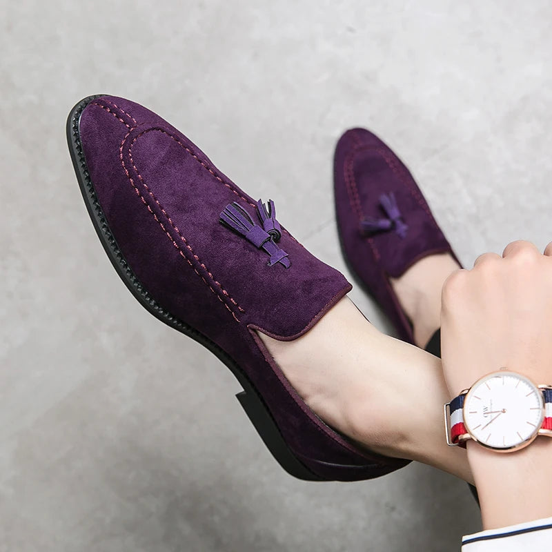 Size 38-48 Business Men Tassel Shoes European American One Step Comfortable Fashion Pointed Leather Shoes British Dress Shoes