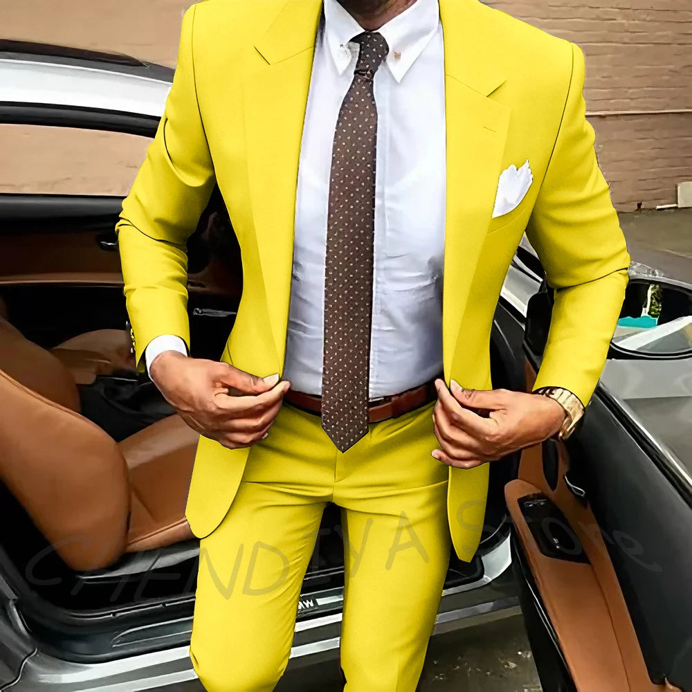 Dark Brown Men's Suits Classic Notched Lapel Slim Fit 2 Pieces Chic Single Breasted Formal Dinner Business Outfits Jacket Pants