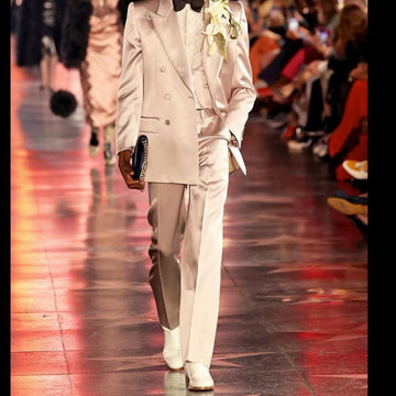 Costume D'homme Satin Pink Mens Pants Suits Set Wedding Tuxedos Custom Made Prom Party Formal Male Blazer (Jacket+Pants)
