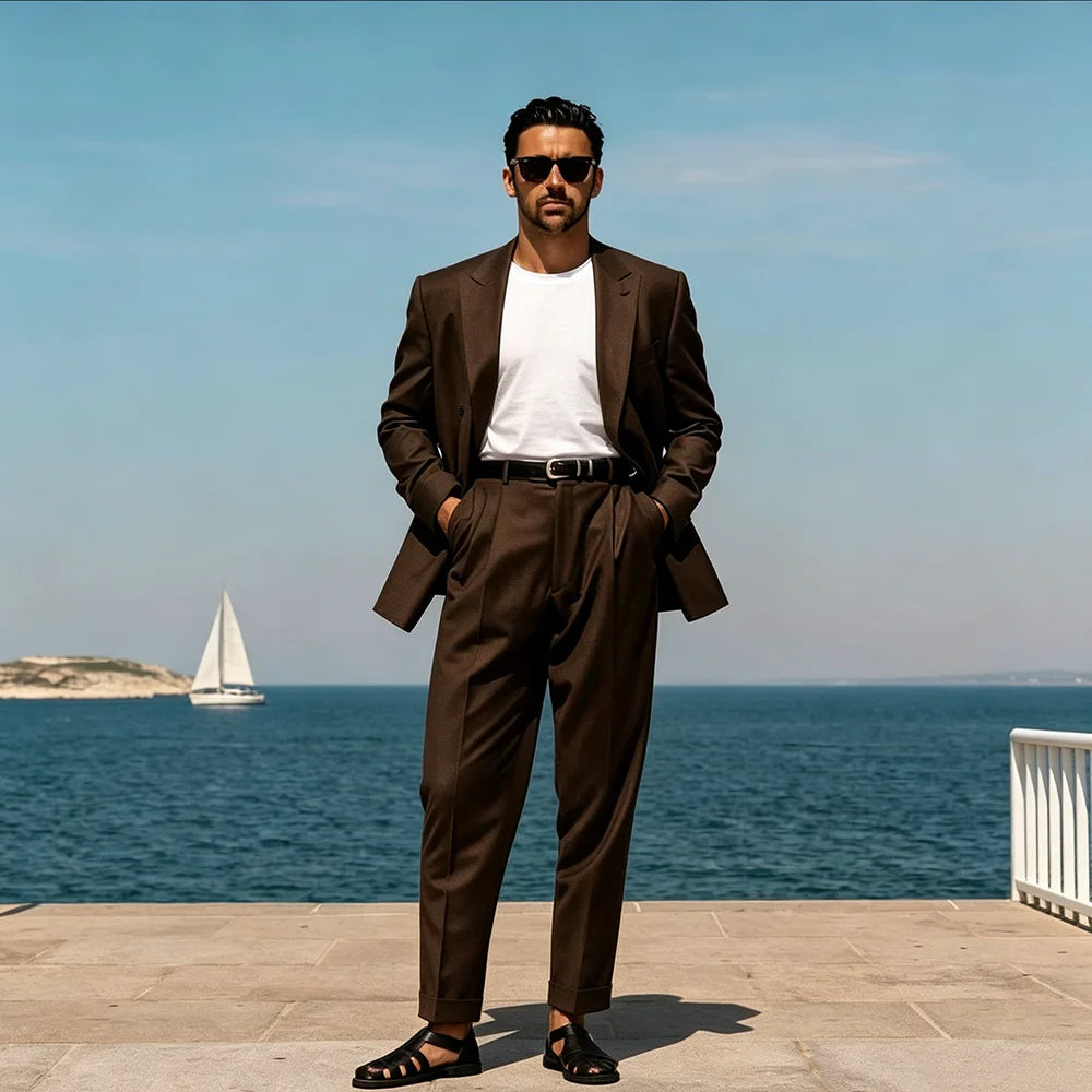 Customized Luxury 2 Pieces Sets Business Casual Men Suits Peaked Lapel Wedding Groom Tuxedos Male Party Prom Blazer+Pants