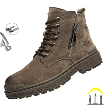 Latest 2024 Fashion Pig Skin Anti Scald Welding Shoes Indestructible Steel Toe Cap Nail Proof Men Safety Work Boots Sneakers