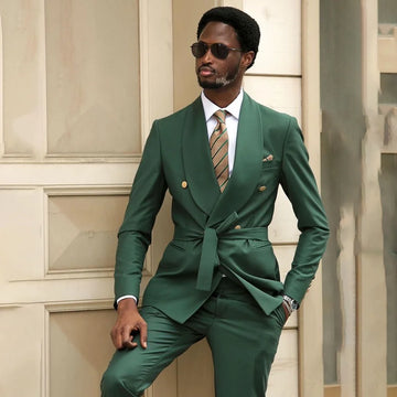 Green Classic Men Suit 2 Piece Tuxedo Groomsmen Wedding Suits Set Fashion Men Business Blazer Pants Traje De Hombre Elegante