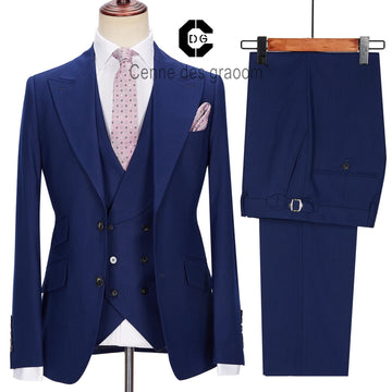 Cenne des Graoom 2023 Neueste Manteldesign Männer Anzüge maßgeschneidert 3 PCs Set Stripe Blazer Weste Hosen Freizeit Hochzeit Kostüm Homme