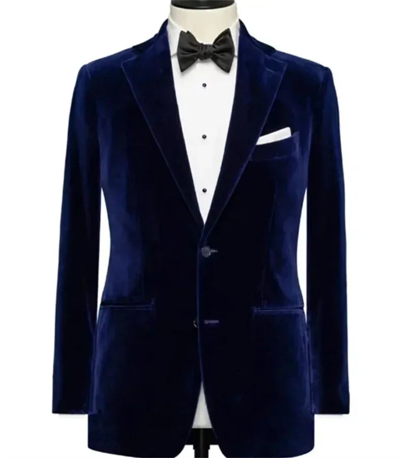 American Style Suit Jacket For Men Notched Lapel Slim Fit Male Blazer 1 Piece Velvet Smoking Jacket Ready To Ship 2025