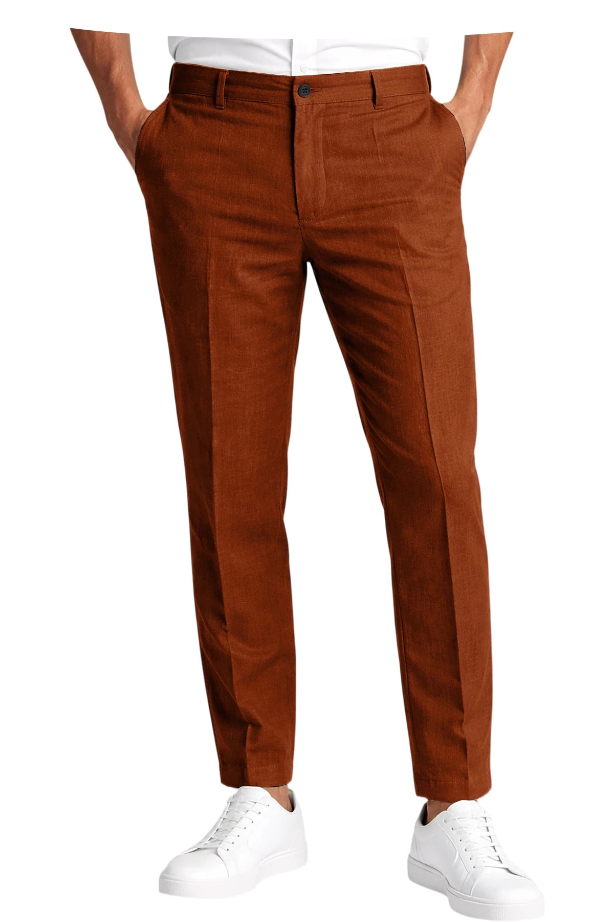 Men's Premium Linen Blend Pants Lightweight Slim Fit Wrinkle-Resistant Trousers Business Office Summer Casual Formal Wear