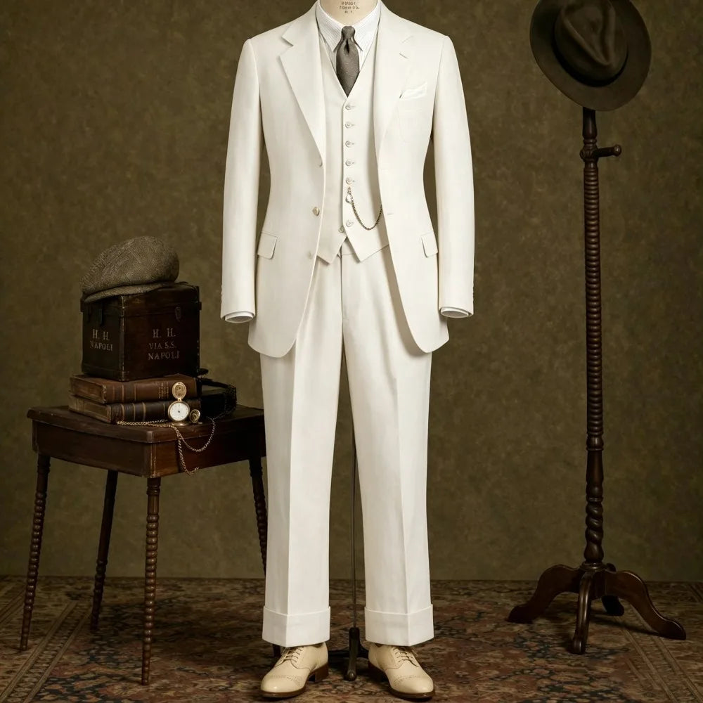 Linen Wedding Tuxedo For Summer Party 3 Pieces Beach Men Suits Slim Fit Groom Blazer Trousers Vest Set costume homme