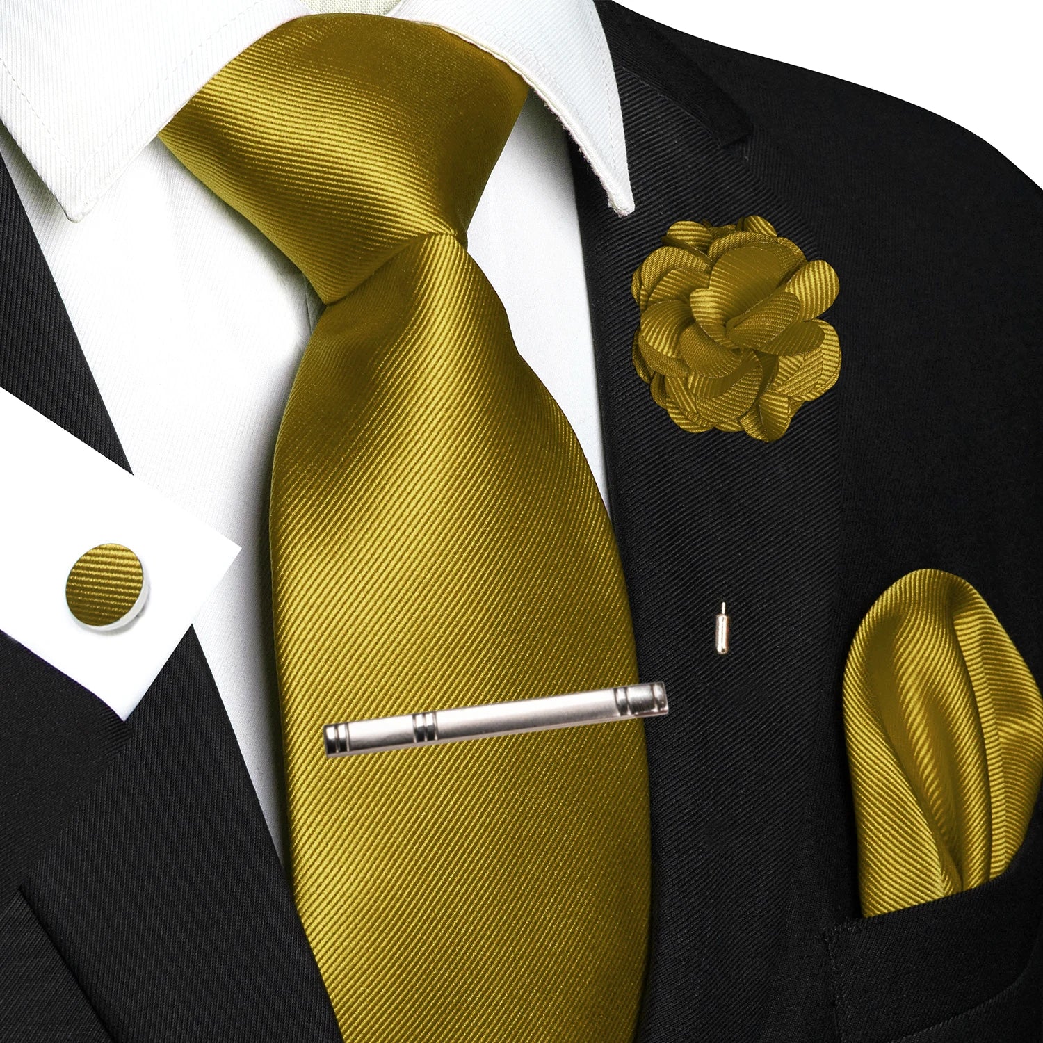 JEMYGINS Blue Solid Wedding Tie For Men Handky Cufflink Brooch Gift Mens Elegant Necktie Fashion Business Party Dropshiping