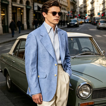 Vintage Linen Blazer Notch Lapel 2 Buttons Casual Business Jacket Lightweight Breathable Summer Suit Coat for Office Daily Wear