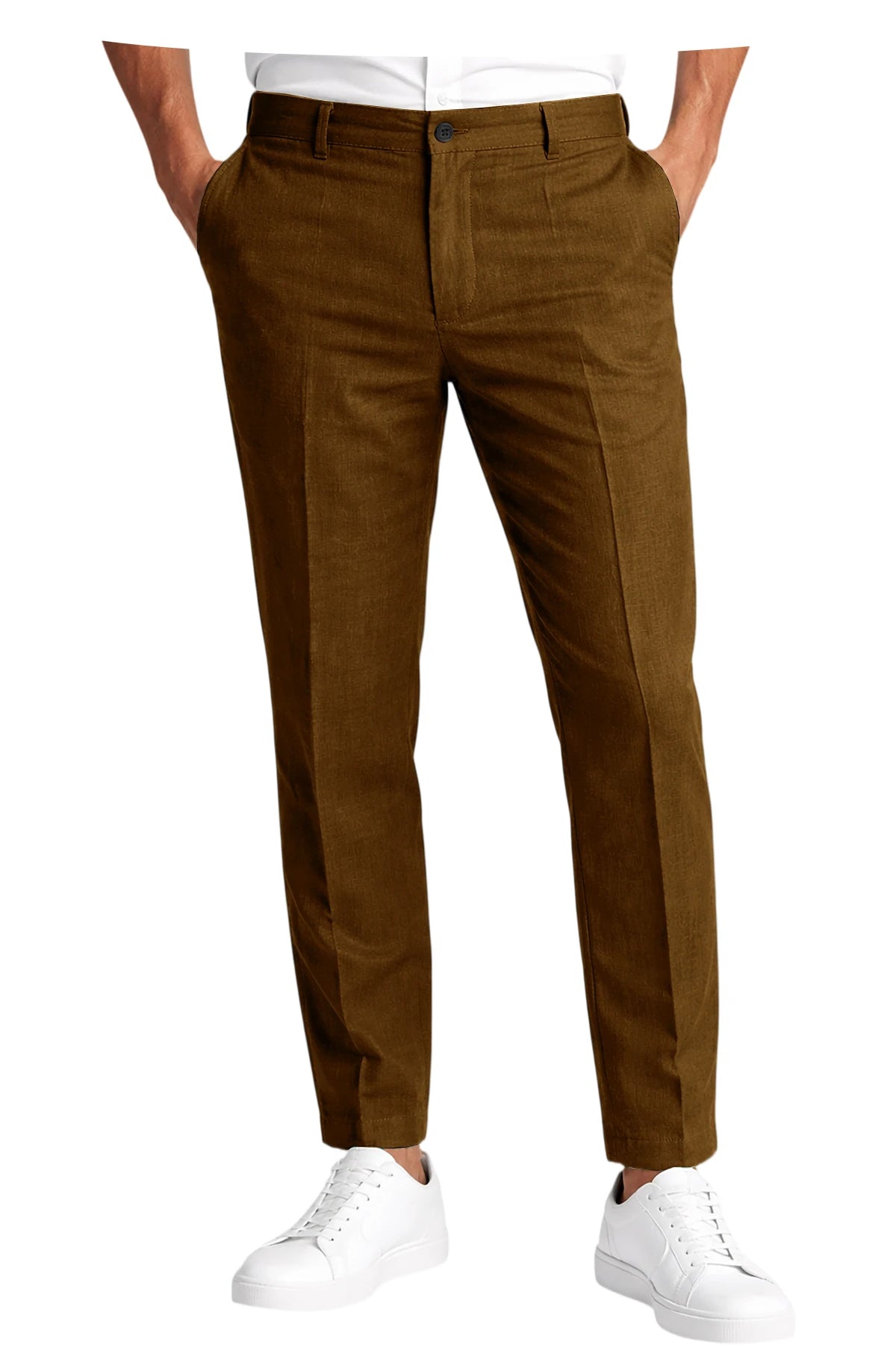 Men's Premium Linen Blend Pants Lightweight Slim Fit Wrinkle-Resistant Trousers Business Office Summer Casual Formal Wear