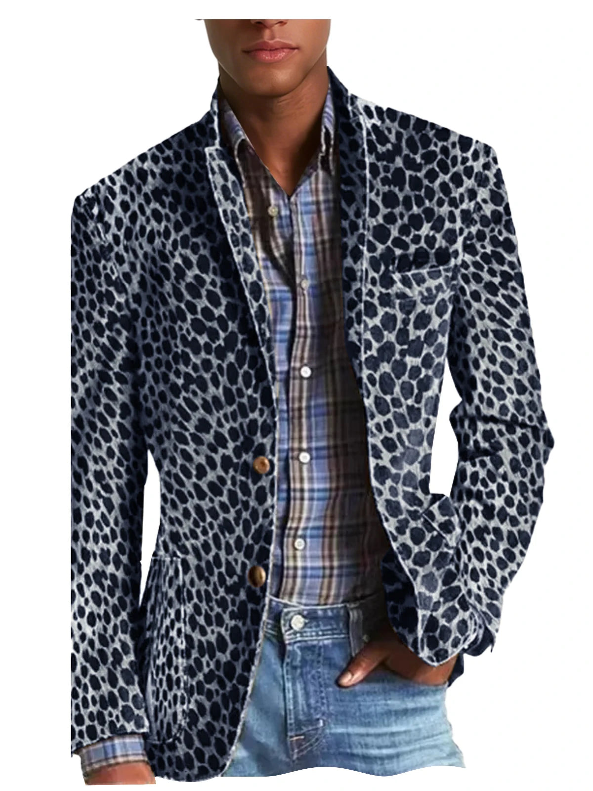 High-Quality Men's Suit Jacket New Leopard Print Velvet Single Breasted Men's Suit Coat Wild And Trendy Handsome Men's Blazer