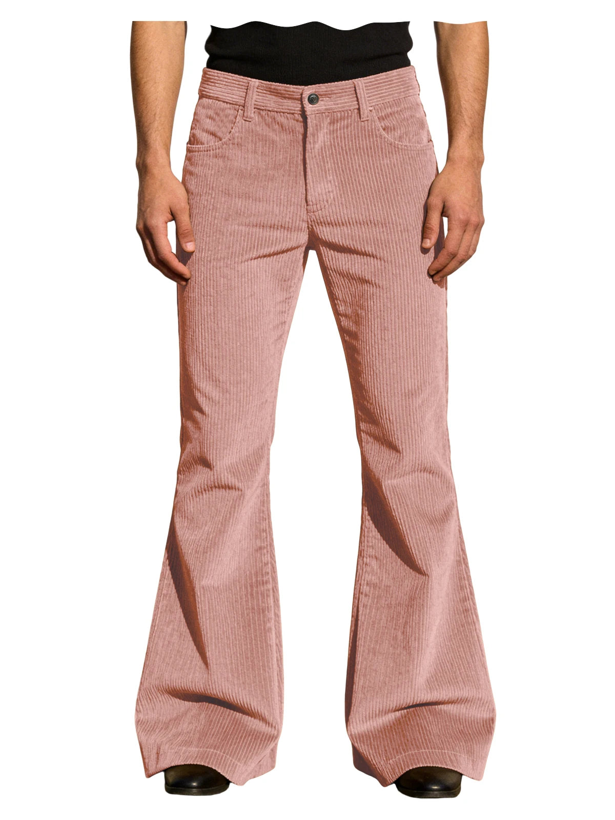 Men's Corduroy Flare Pants Vintage High Waist Bell Bottom Trousers Retro 70s Style Casual Pants for Daily Wear Streetwear