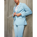 Sky Blue Men's Suits Single Breasted Notch Lapel Casual Suit Daily Office Work High Street Formal Outfits Jacket Pants Slim Fit