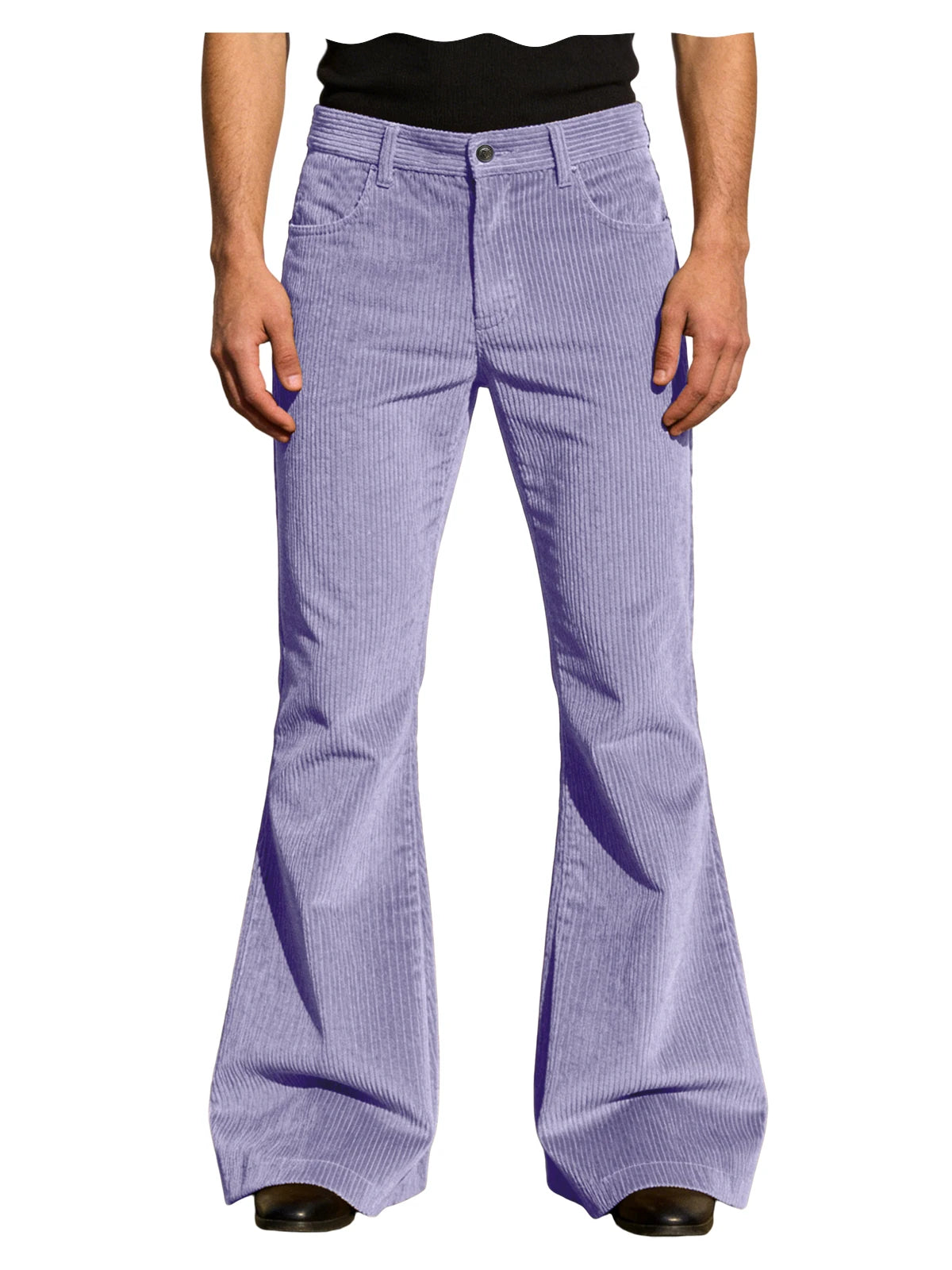 Men's Corduroy Flare Pants Vintage High Waist Bell Bottom Trousers Retro 70s Style Casual Pants for Daily Wear Streetwear