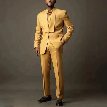 Men's Suit Two Pieces Elegant Shawl Lapel Single Button Outfit Jacket Pants Slim Fit New Autumn Male Clothing Wedding Set
