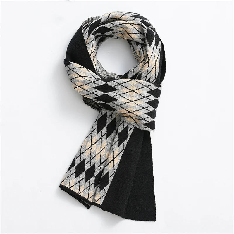 Winter Men Scarf Keep Warm Scarf Casual Fashion Brand Designers Knit Neckerchief Patchwork Wool Cashmere Scarf Shawl Wrap