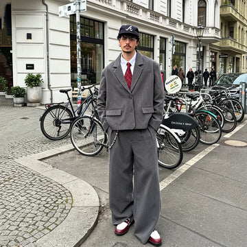 Casual Single-Breasted Suit For Men Wedding Business Classic 2 Pieces Set Jacket Wide-leg Pants Office Commute Chic Male Outfits