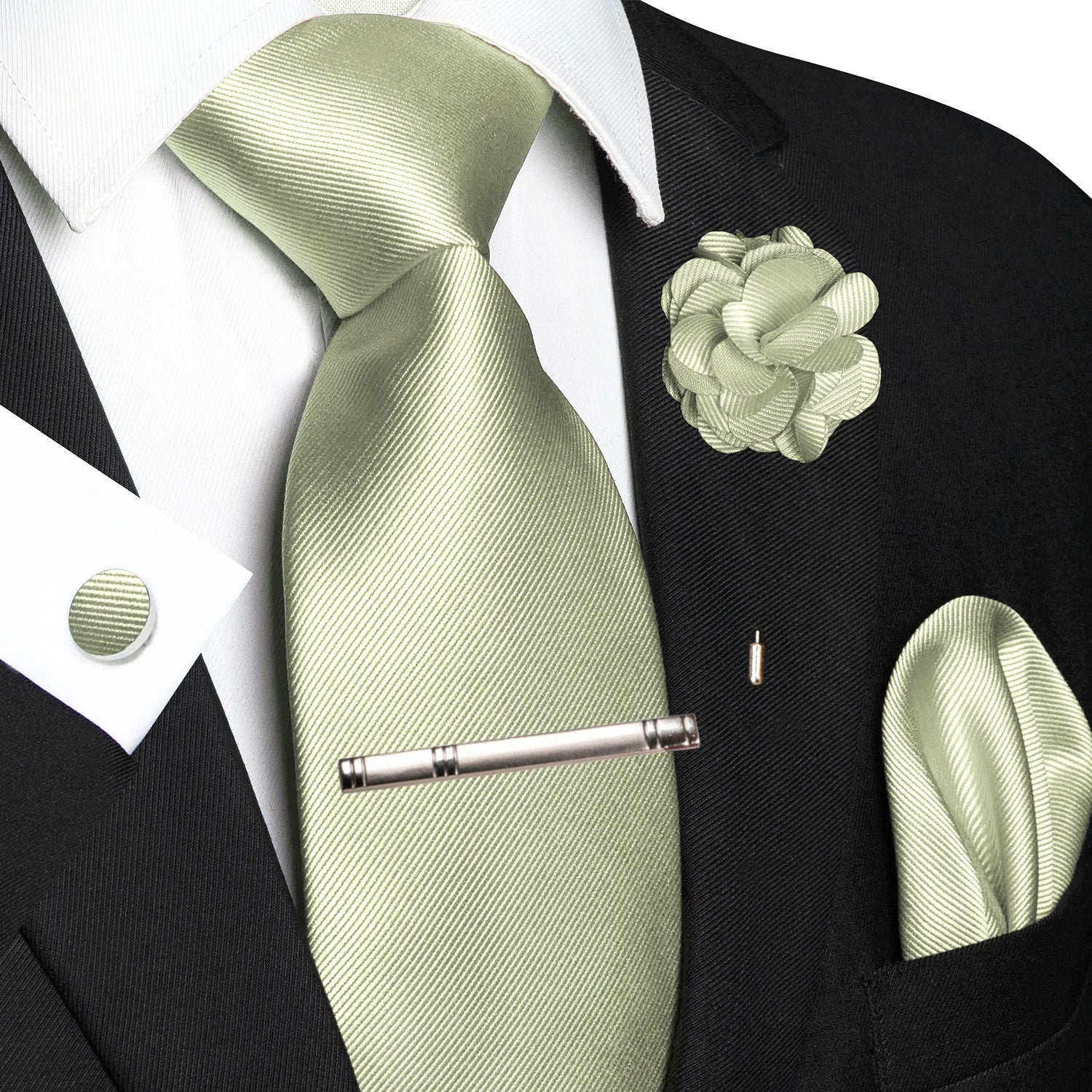 JEMYGINS Blue Solid Wedding Tie For Men Handky Cufflink Brooch Gift Mens Elegant Necktie Fashion Business Party Dropshiping