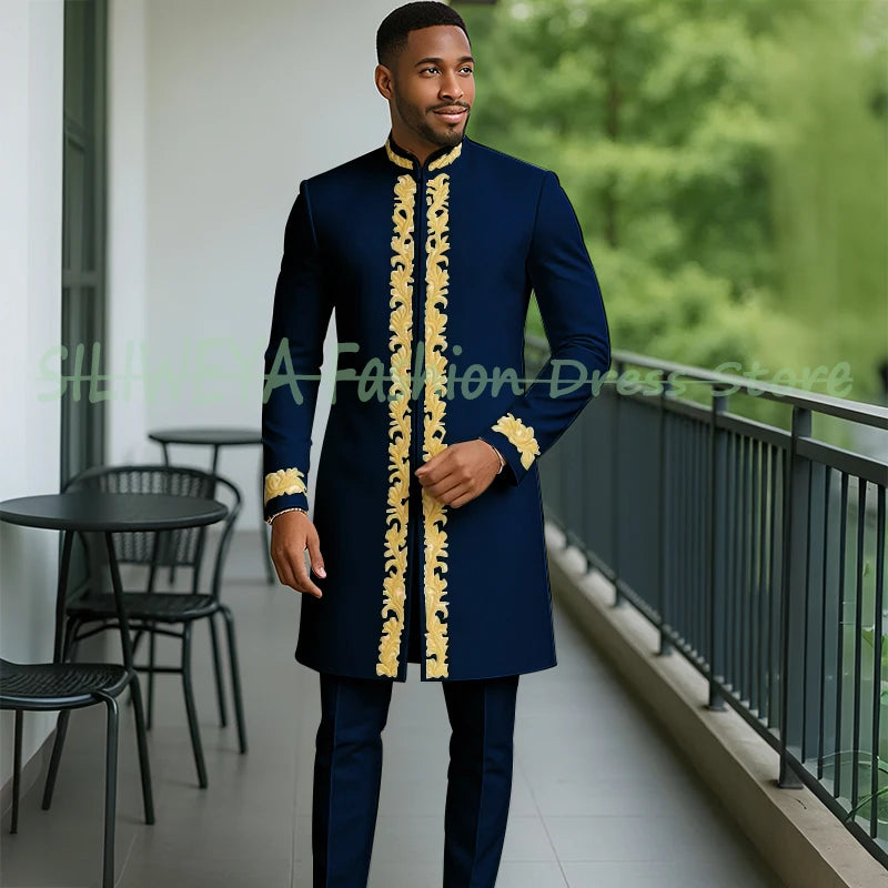 High Quality Men Retro Figure Slim Fit Tuxedo Prom Suit Fashion White Male Groom Wedding 2 Pieces Blazer Set