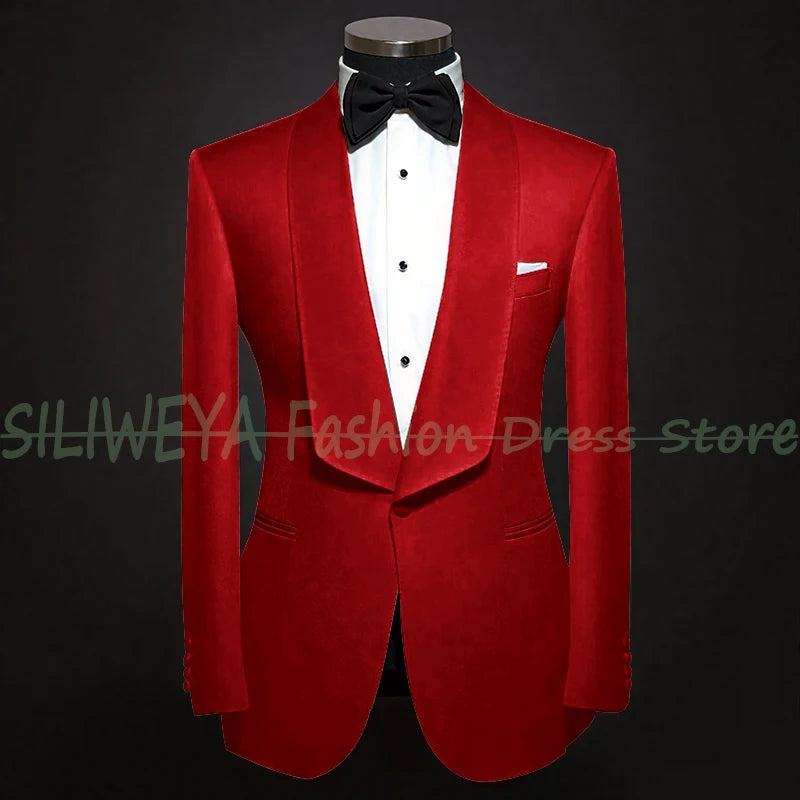 Single Breasted Men's Suit 2 Pieces Jacket Pants High Quality Male Clothing Dinner Party Tuxedo Customized