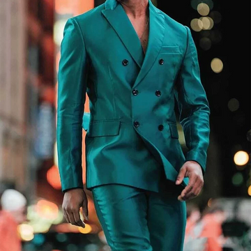 Elegant Satin Men Suit 2 Pieces Peaked Lapel Handsome Tailor-Made Custom Man Fashion Clothes Set Smart Casual Jacket Pants