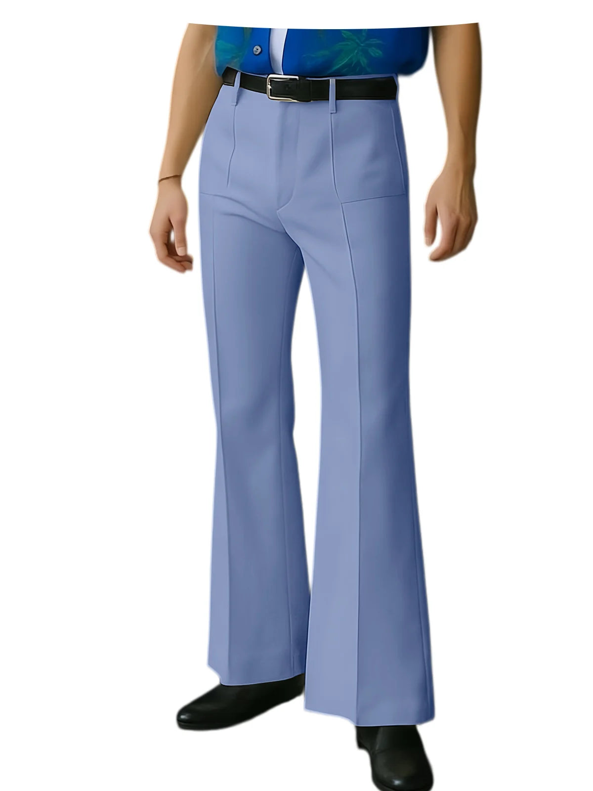 Vintage Men's Flare Pants High Waist Pleated Suit Trousers Formal Business Bell Bottom Pants For Casual Party Wedding Streetwear