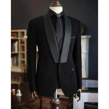 Black Suits For Men High Quality Suit Pantalones De Vestir Hombre Elegant Blazer Wedding Evening Party Costume Homme