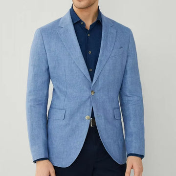 Men‘s Linen Suit Jacket Solid Color Slim Fit Notch Lapel Flap Pocket Two Buttons Lightweight Breathable Blazer Summer Wedding  ﻿