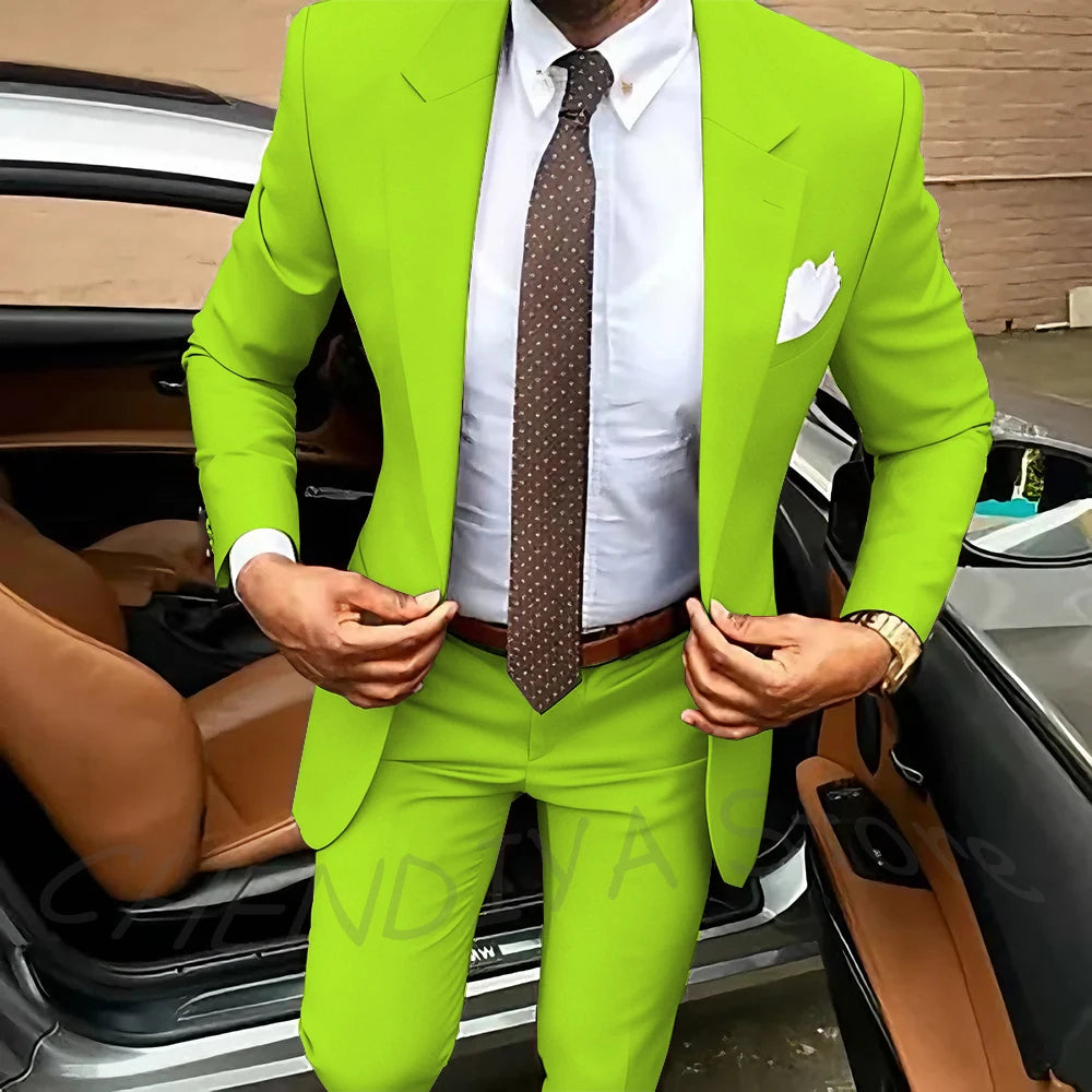 Dark Brown Men's Suits Classic Notched Lapel Slim Fit 2 Pieces Chic Single Breasted Formal Dinner Business Outfits Jacket Pants