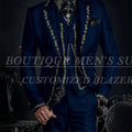 Elegant Black Jacquard Men Suits Embroidery Single Breasted Slim Fit 3 Piece Jacket Pants Vest Male Clothing Blazer Terno 2024