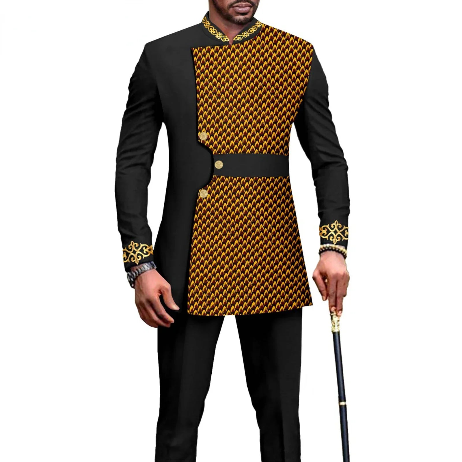 New Casual Fashion African Men Suit Slim Line Sudaderas Para Hombres Men Clothing Conjuntos De Pantalones  남성의류  Clothes