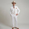 White Linen Wedding Tuxedo 3 Pieces Prom Men Suits Summer Slim Fit Groom Blazer Trousers Vest Set Beach Attire suit for men