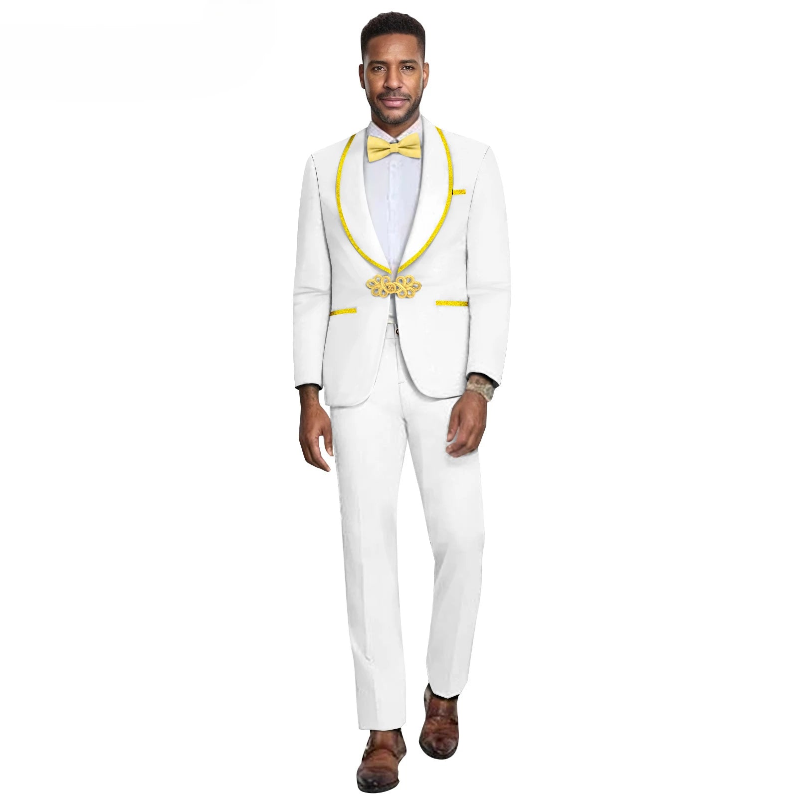 2025 New Men's Business Casual Slim-fit Suit Fashion Wedding Formal Men's Suit (top +Pants) Two-piece Set Can Be Customized